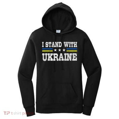 Support I Stand With Ukraine American Ukrainian Flag Gift Women's Hoodie