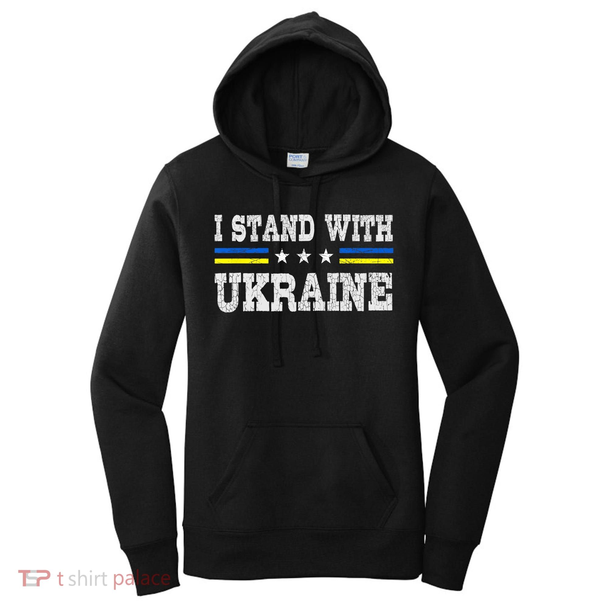 Support I Stand With Ukraine American Ukrainian Flag Gift Women's Hoodie