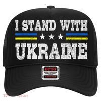 Support I Stand With Ukraine American Ukrainian Flag Gift Hat thumb 0