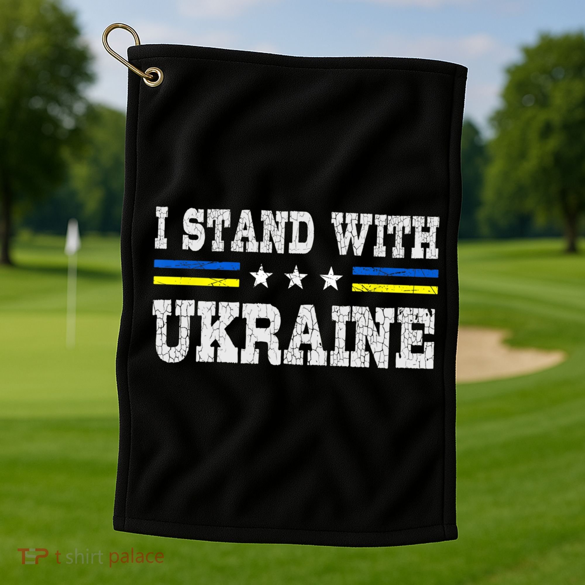 Support I Stand With Ukraine American Ukrainian Flag Gift Golf Towel