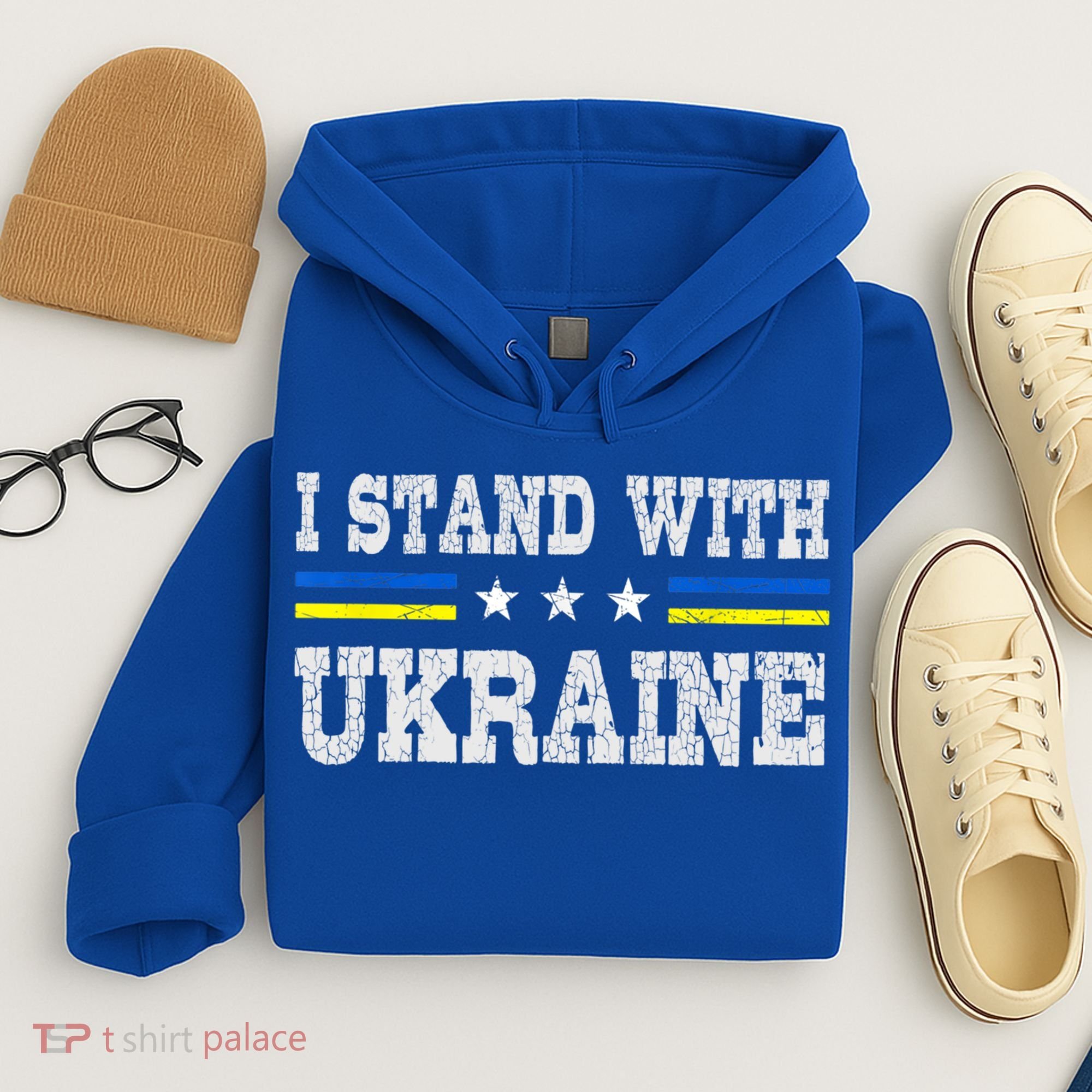 Support I Stand With Ukraine American Ukrainian Flag Gift Hoodie