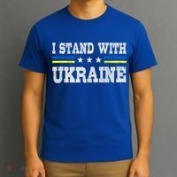 Support I Stand With Ukraine American Ukrainian Flag Gift T-Shirt thumb 3