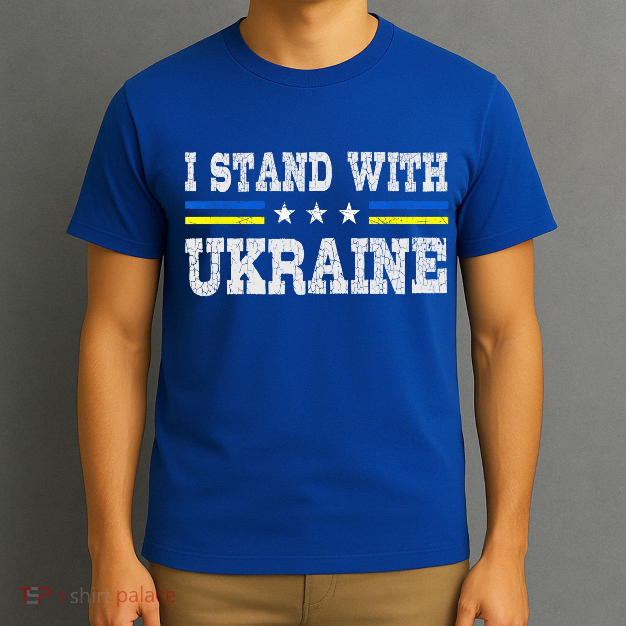 Support I Stand With Ukraine American Ukrainian Flag Gift T-Shirt