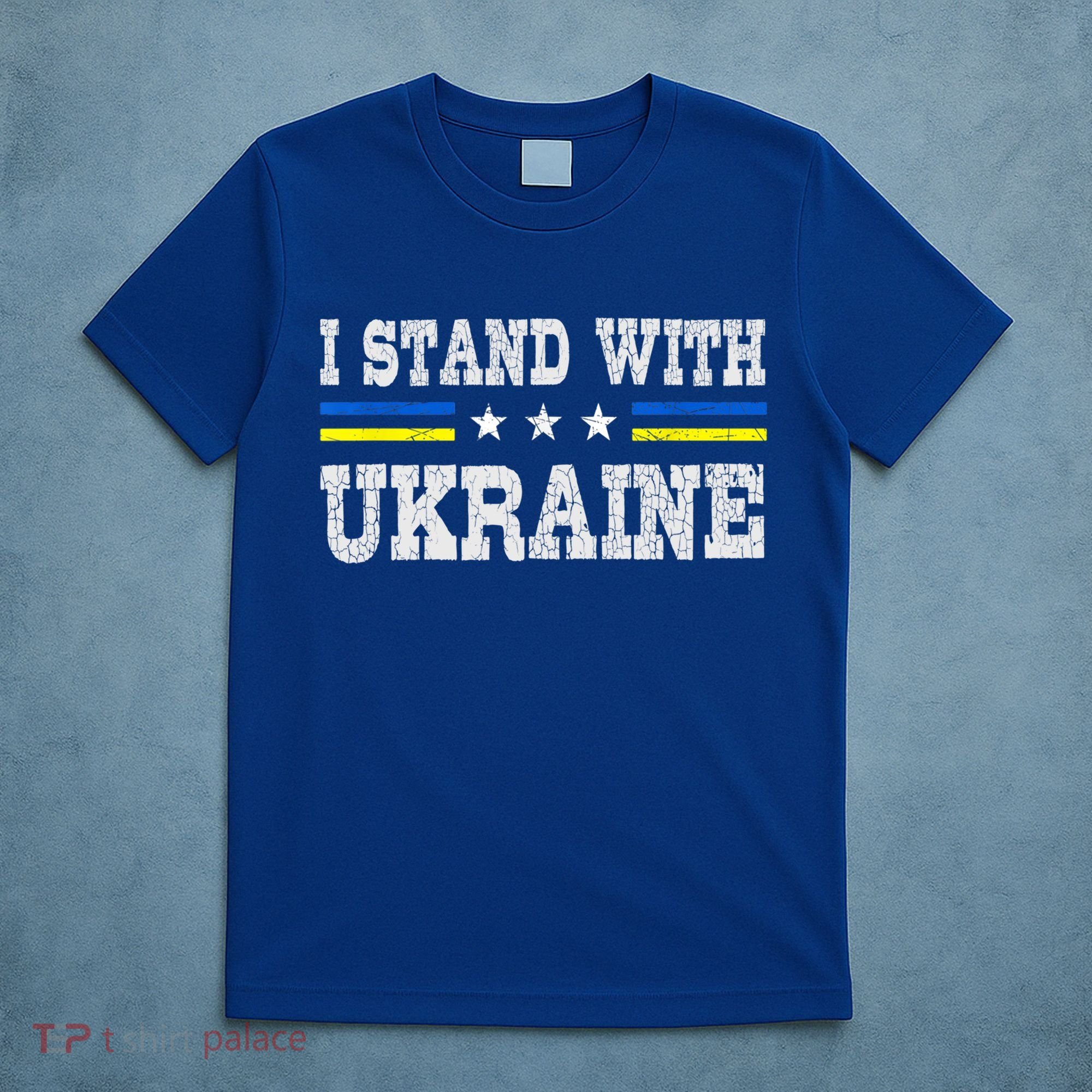 Support I Stand With Ukraine American Ukrainian Flag Gift T-Shirt