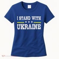 Support I Stand With Ukraine American Ukrainian Flag Gift Women's T-Shirt thumb 0