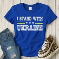 Support I Stand With Ukraine American Ukrainian Flag Gift Women's T-Shirt thumb 3