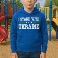 Support I Stand With Ukraine American Ukrainian Flag Gift Kids Hoodie thumb 2