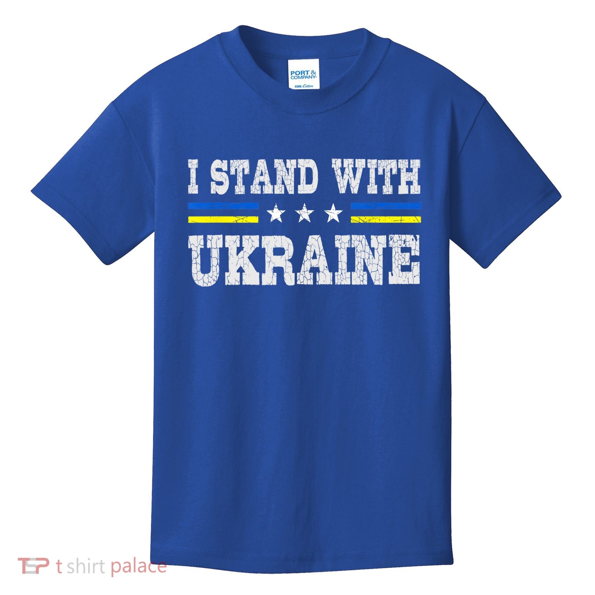 Support I Stand With Ukraine American Ukrainian Flag Gift Kids T-Shirt