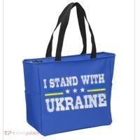 Support I Stand With Ukraine American Ukrainian Flag Gift Tote Bag thumb 2