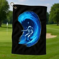 Surfing In Space Golf Towel thumb 1