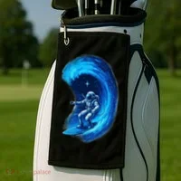 Surfing In Space Golf Towel thumb 2