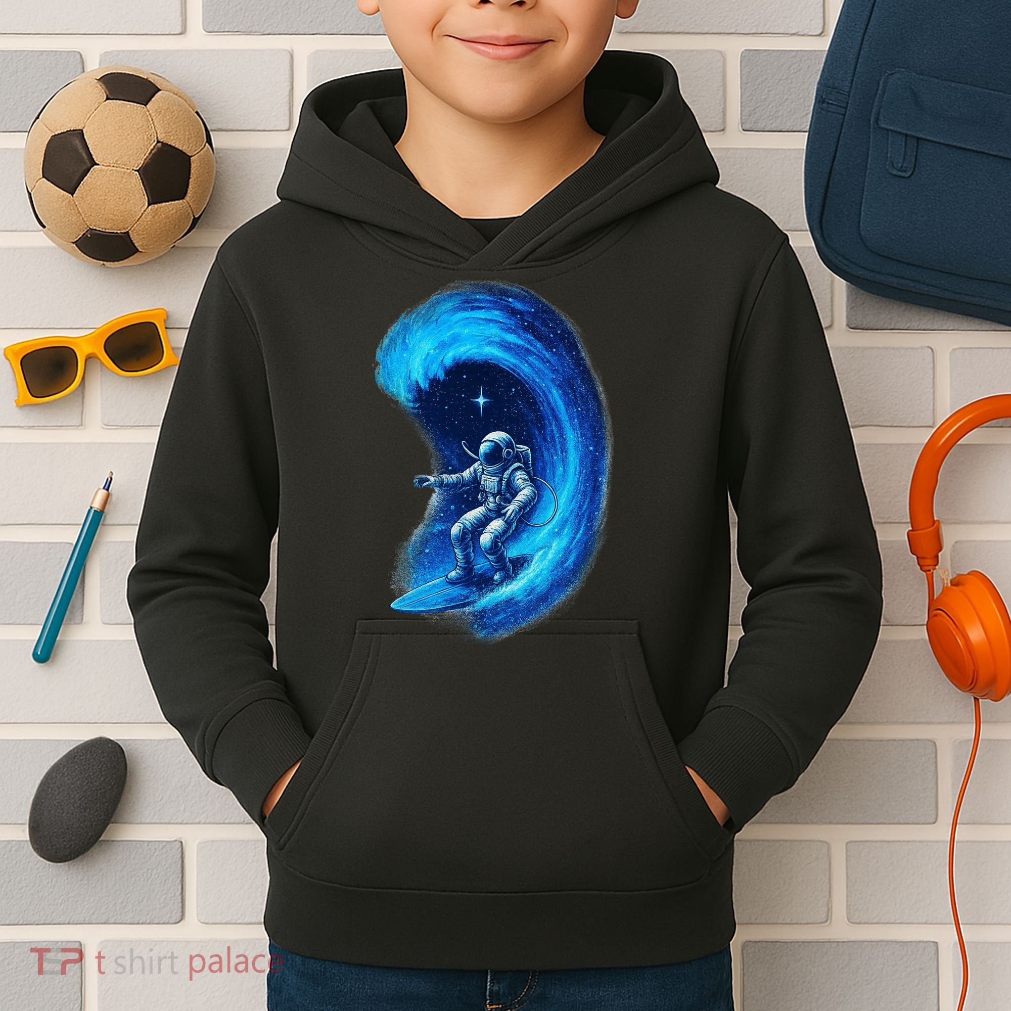 Surfing In Space Kids Hoodie