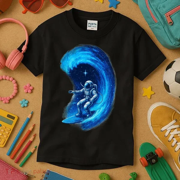 Surfing In Space Kids T-Shirt