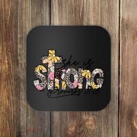 She Is Strong Christian 31:25 God Jesus Coaster thumb 0