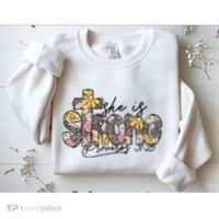 She Is Strong Christian 31:25 God Jesus Sweatshirt thumb 2