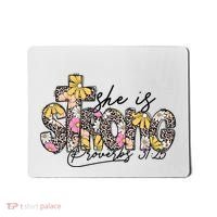 She Is Strong Christian 31:25 God Jesus Mousepad thumb 0