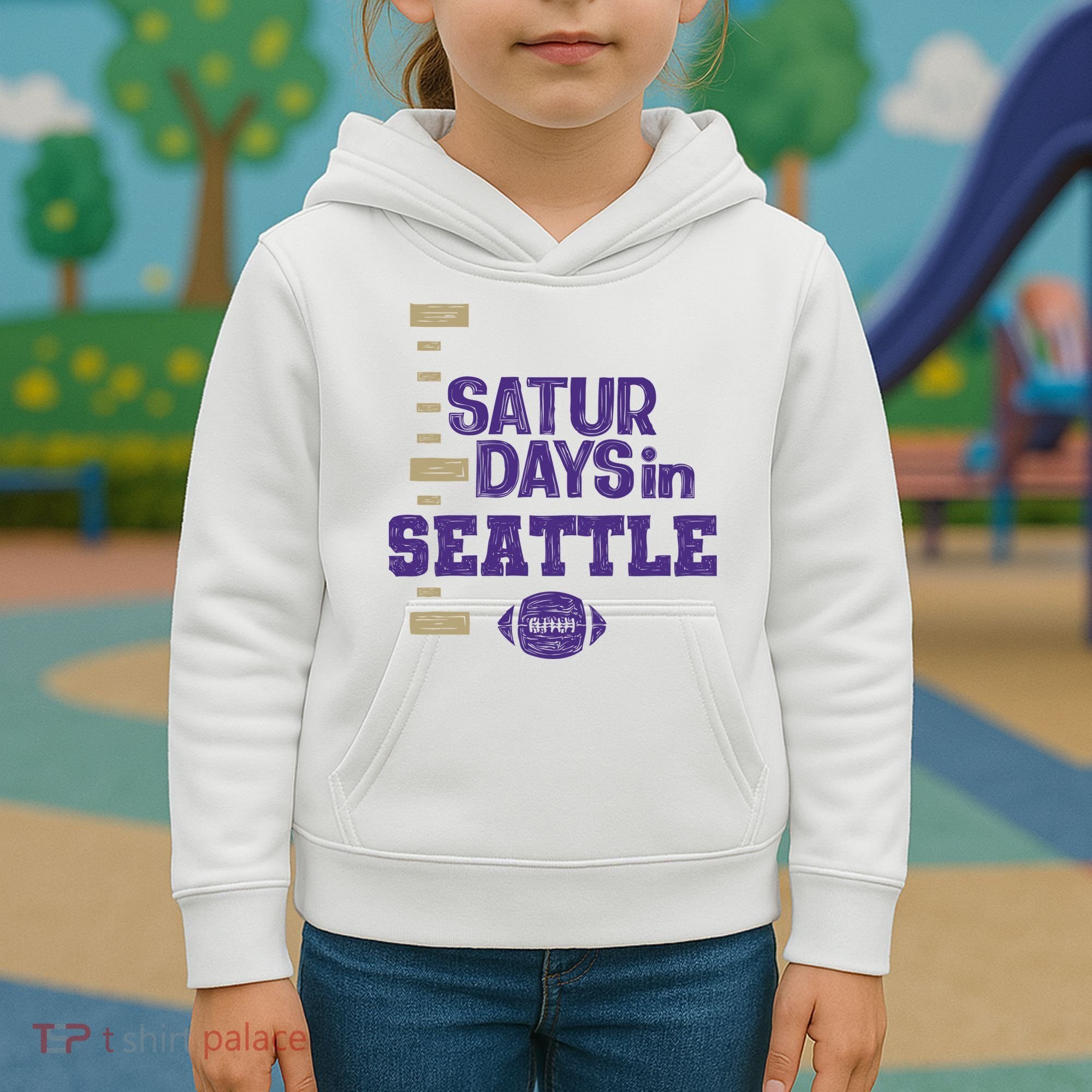 Saturdays In Seattle Football Fan Kids Hoodie