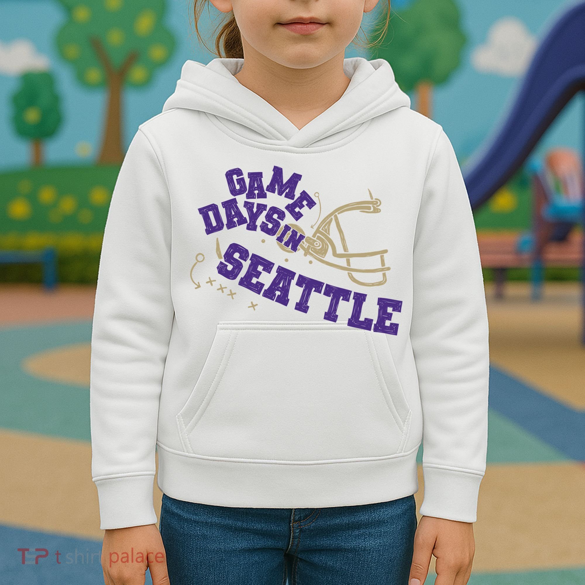 Saturdays In Seattle Football Fan Kids Hoodie