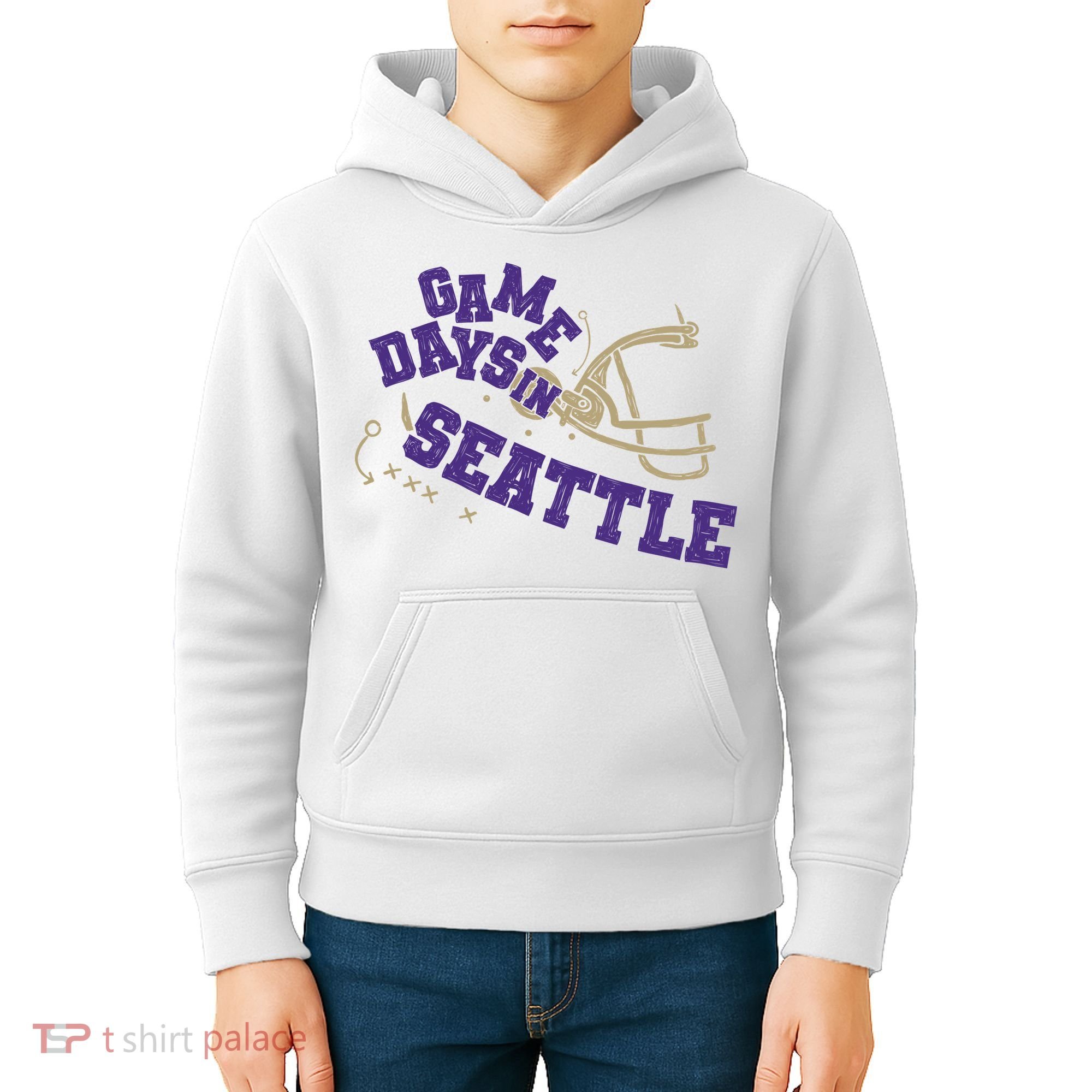 Saturdays In Seattle Football Fan Kids Hoodie