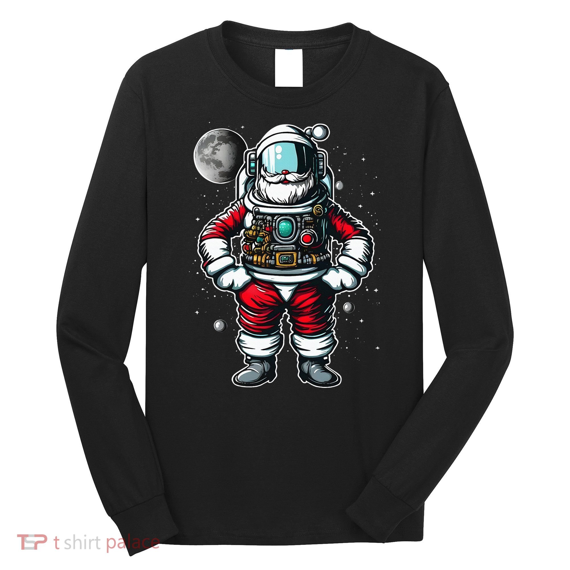 Santa in Space Festive Astronaut Christmas Gift Long Sleeve Shirt