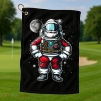 Santa in Space Festive Astronaut Christmas Gift Golf Towel thumb 1