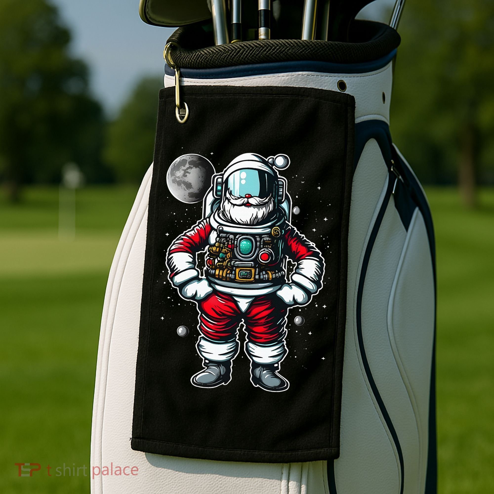 Santa in Space Festive Astronaut Christmas Gift Golf Towel