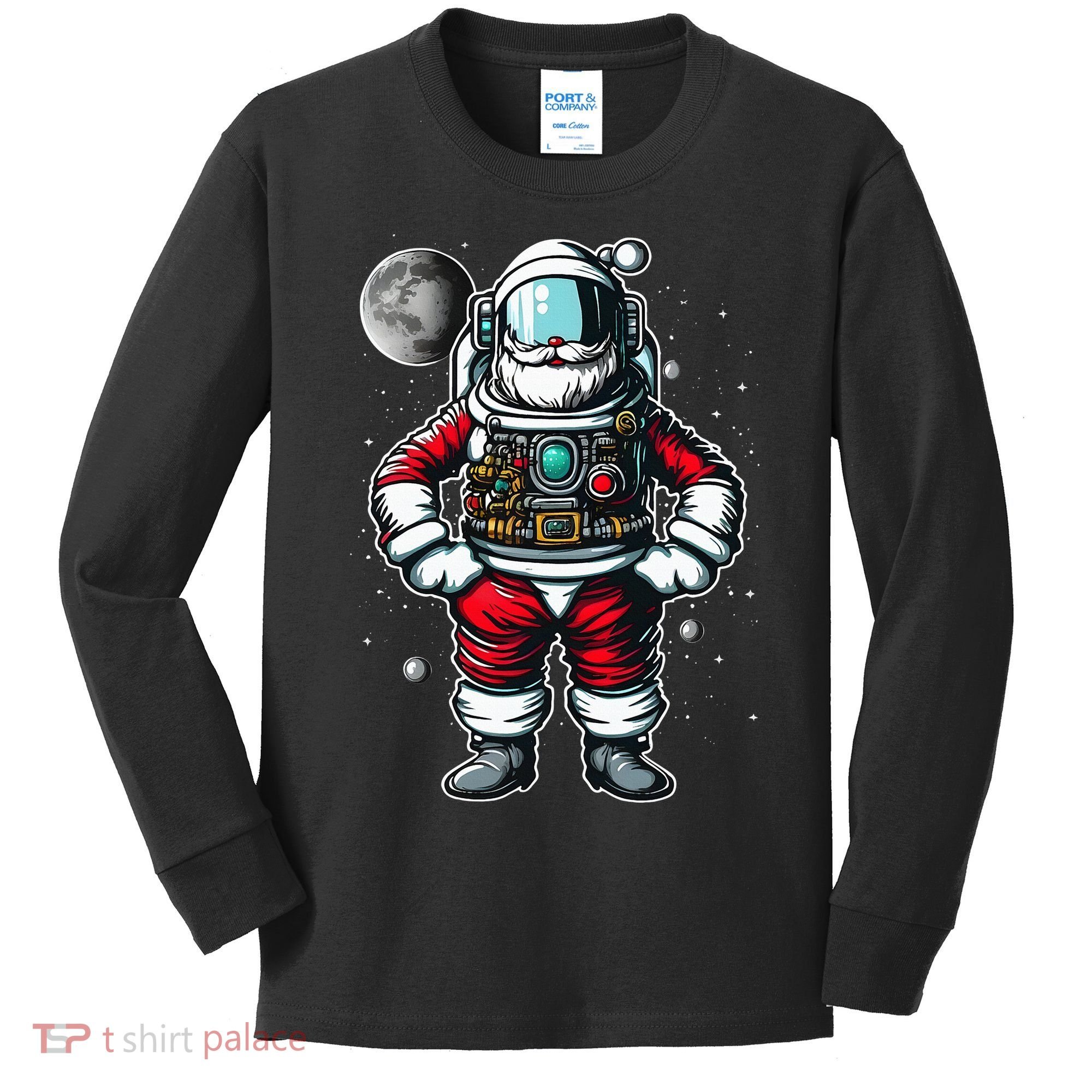 Santa in Space Festive Astronaut Christmas Gift Kids Long Sleeve Shirt
