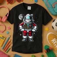 Santa in Space Festive Astronaut Christmas Gift Kids T-Shirt thumb 3