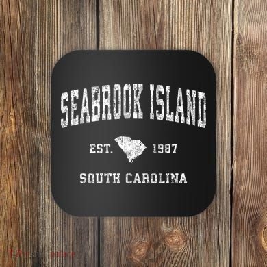 Seabrook Island South Carolina Sc Vintage Established Athletic Sports Coaster