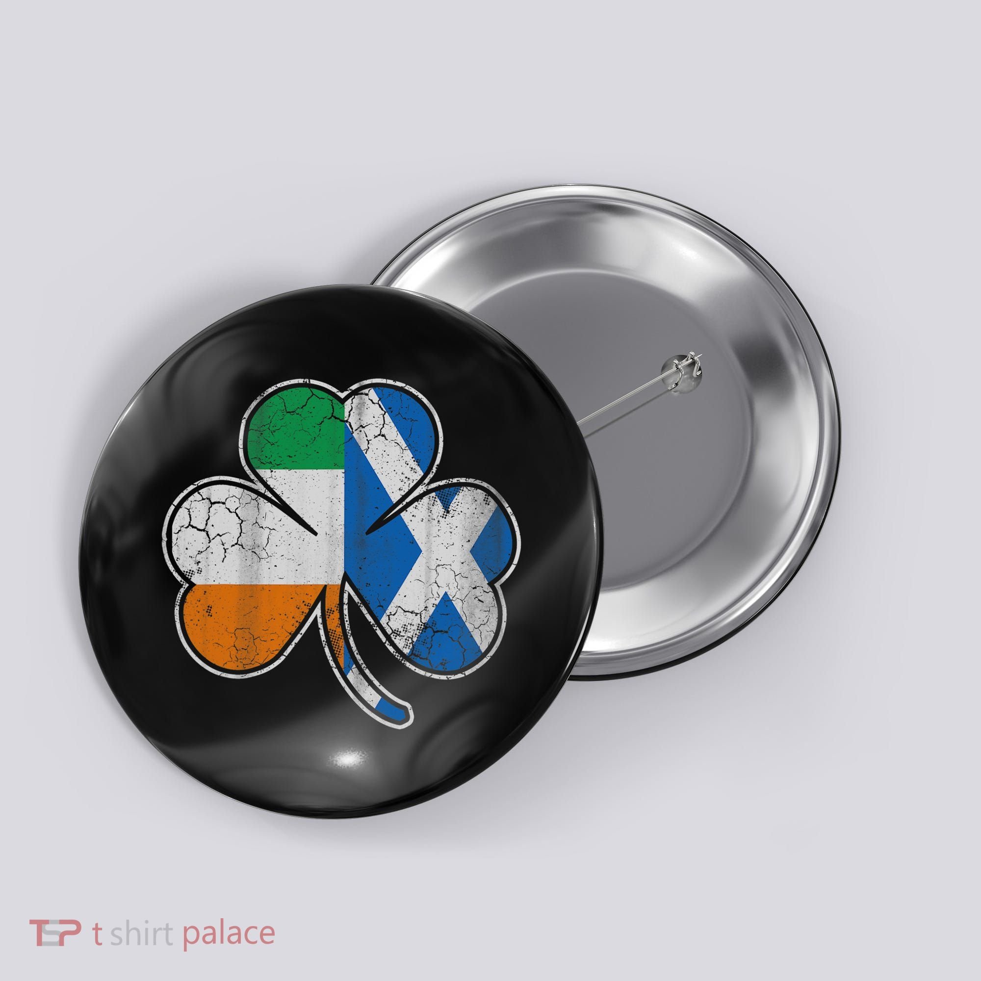 Scotch Irish Shamrock Scottish St Patricks Day Button