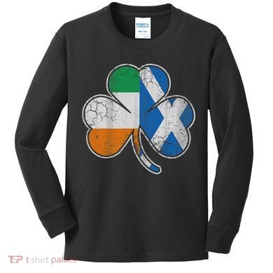 Scotch Irish Shamrock Scottish St Patricks Day Kids Long Sleeve Shirt