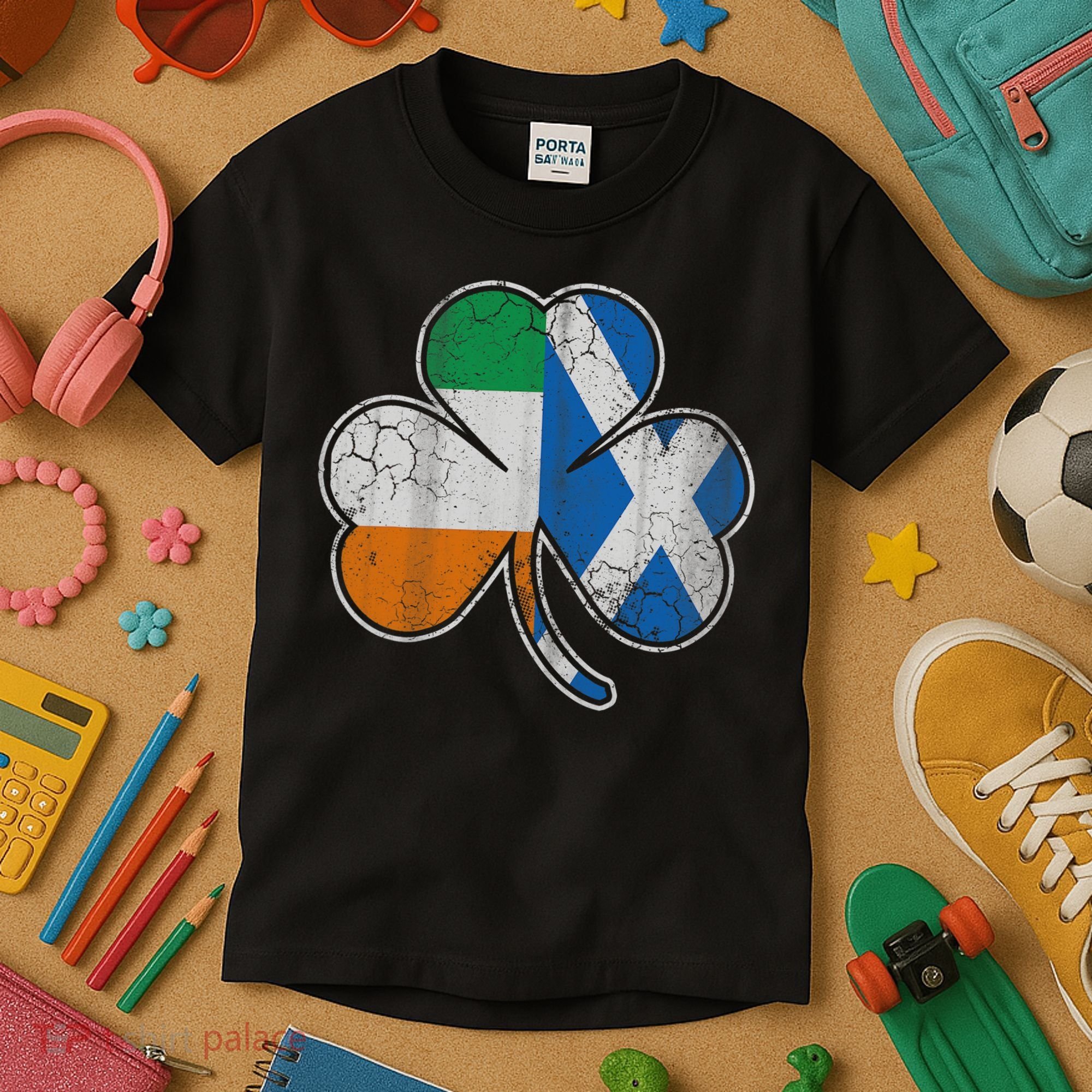 Scotch Irish Shamrock Scottish St Patricks Day Kids T-Shirt