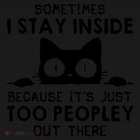Sometimes I Stay Inside Because It's Just Too Peopley Out There Funny Scary Cat Tote Bag thumb 4