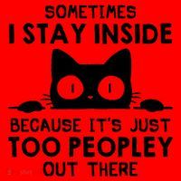 Sometimes I Stay Inside Because It's Just Too Peopley Out There Funny Scary Cat Santa Hat thumb 1