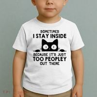 Sometimes I Stay Inside Because It's Just Too Peopley Out There Funny Scary Cat Toddler T-Shirt thumb 2