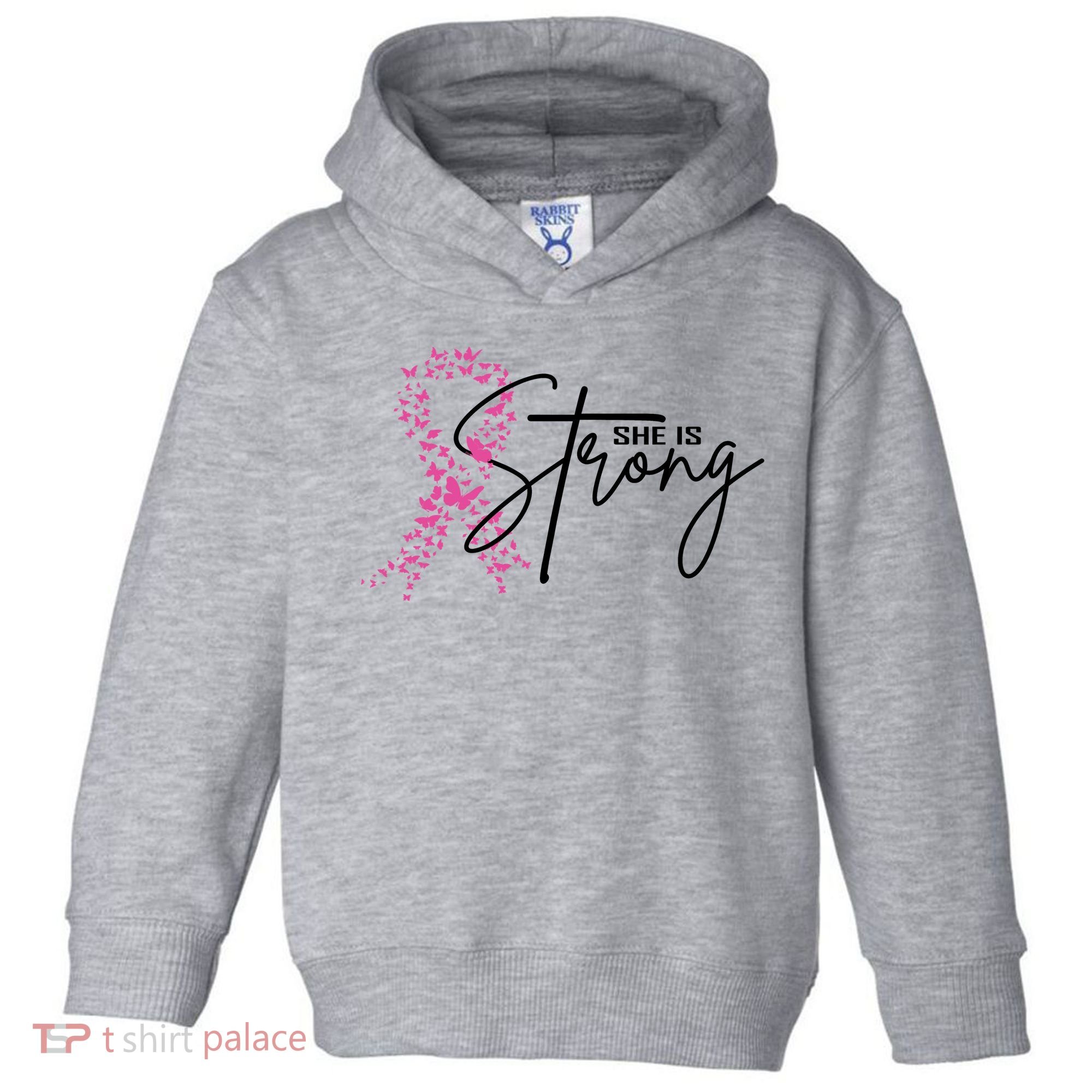She Is Strong Breast Cancer Awareness Toddler Hoodie