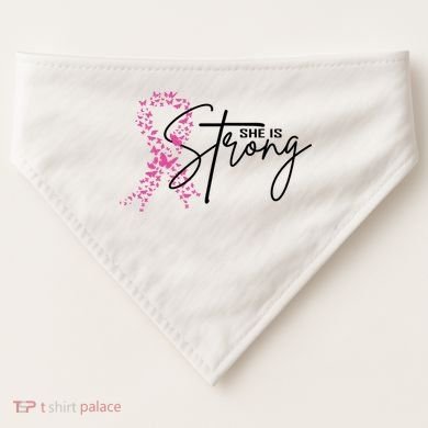 She Is Strong Breast Cancer Awareness USA-Made Doggie Bandana