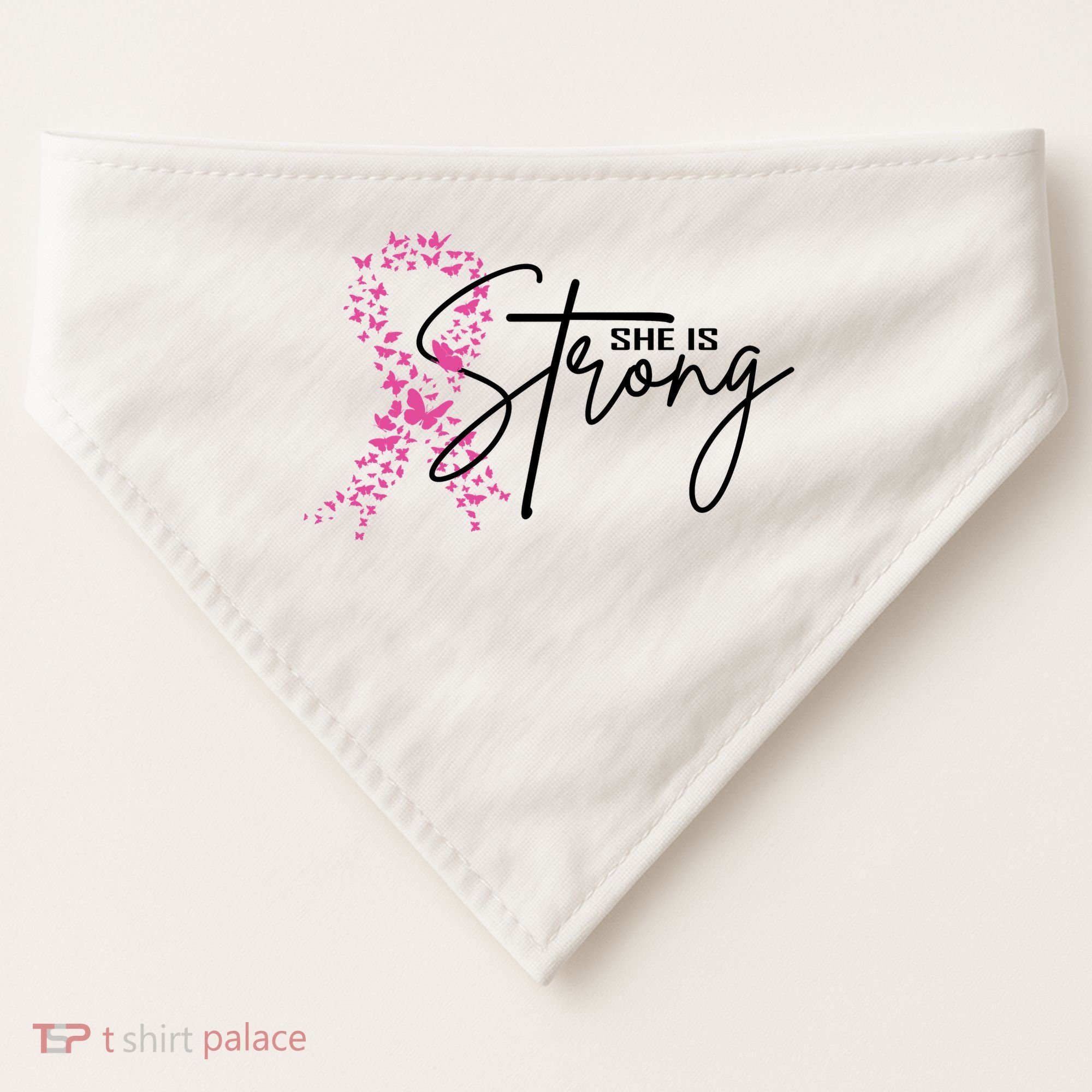 She Is Strong Breast Cancer Awareness USA-Made Doggie Bandana