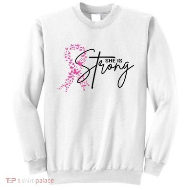 She Is Strong Breast Cancer Awareness Sweatshirt