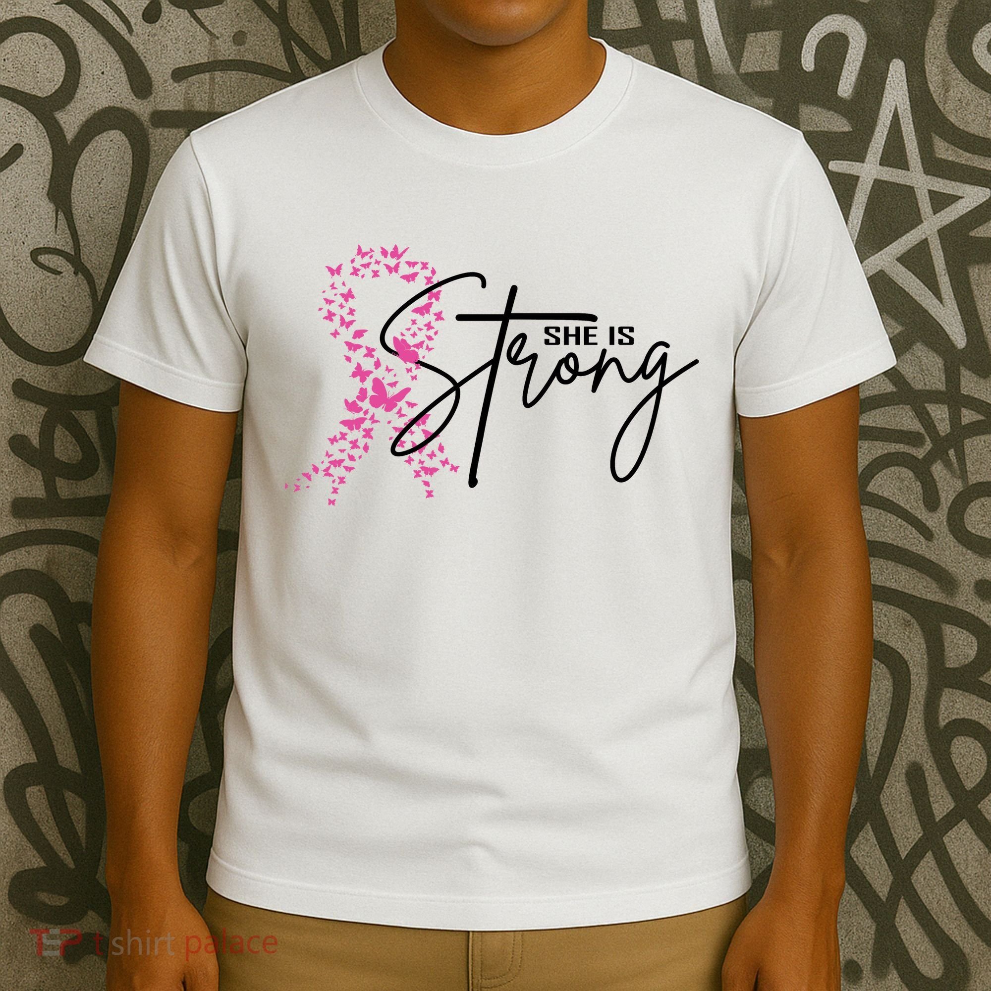 She Is Strong Breast Cancer Awareness T-Shirt