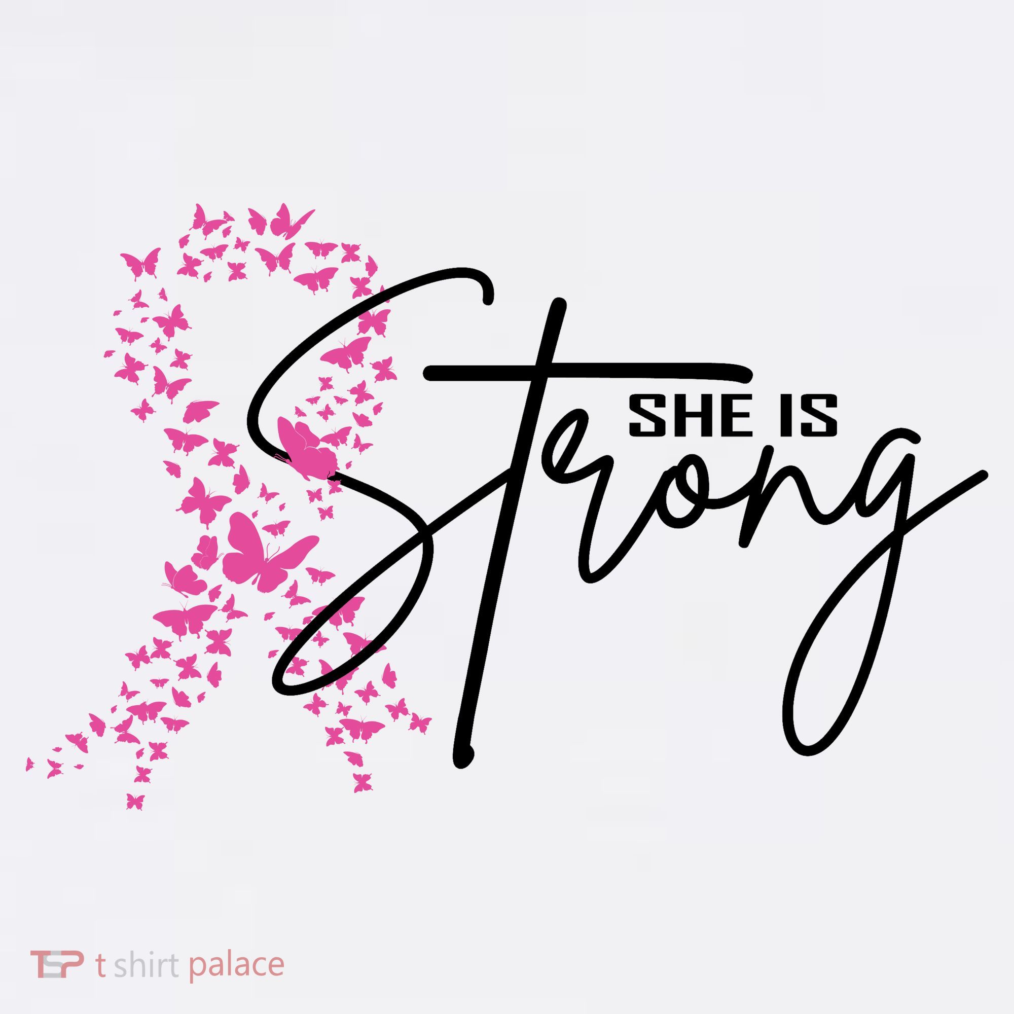 She Is Strong Breast Cancer Awareness Button