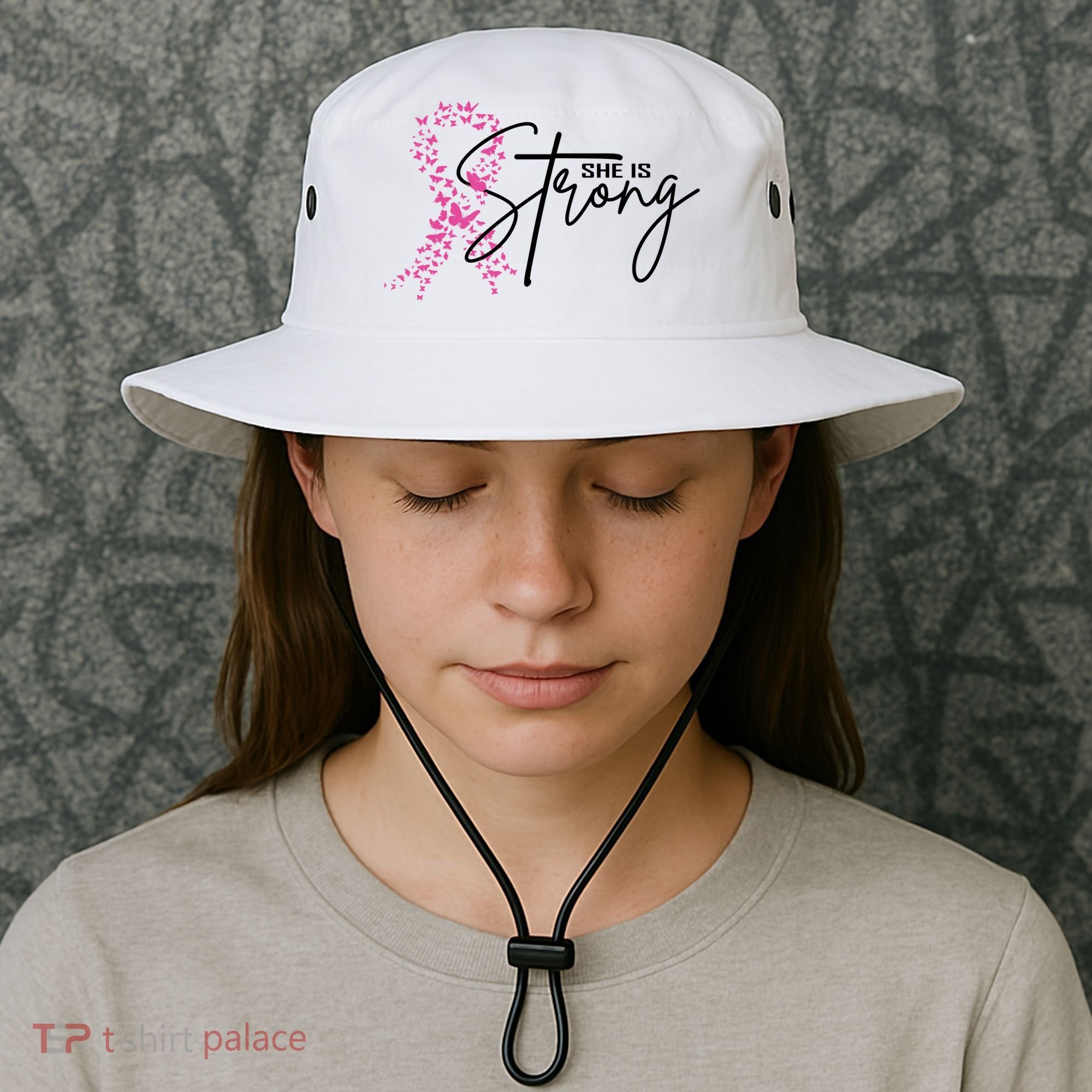 She Is Strong Breast Cancer Awareness Bucket Hat