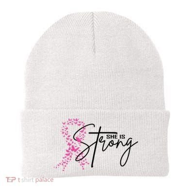 She Is Strong Breast Cancer Awareness Beanie
