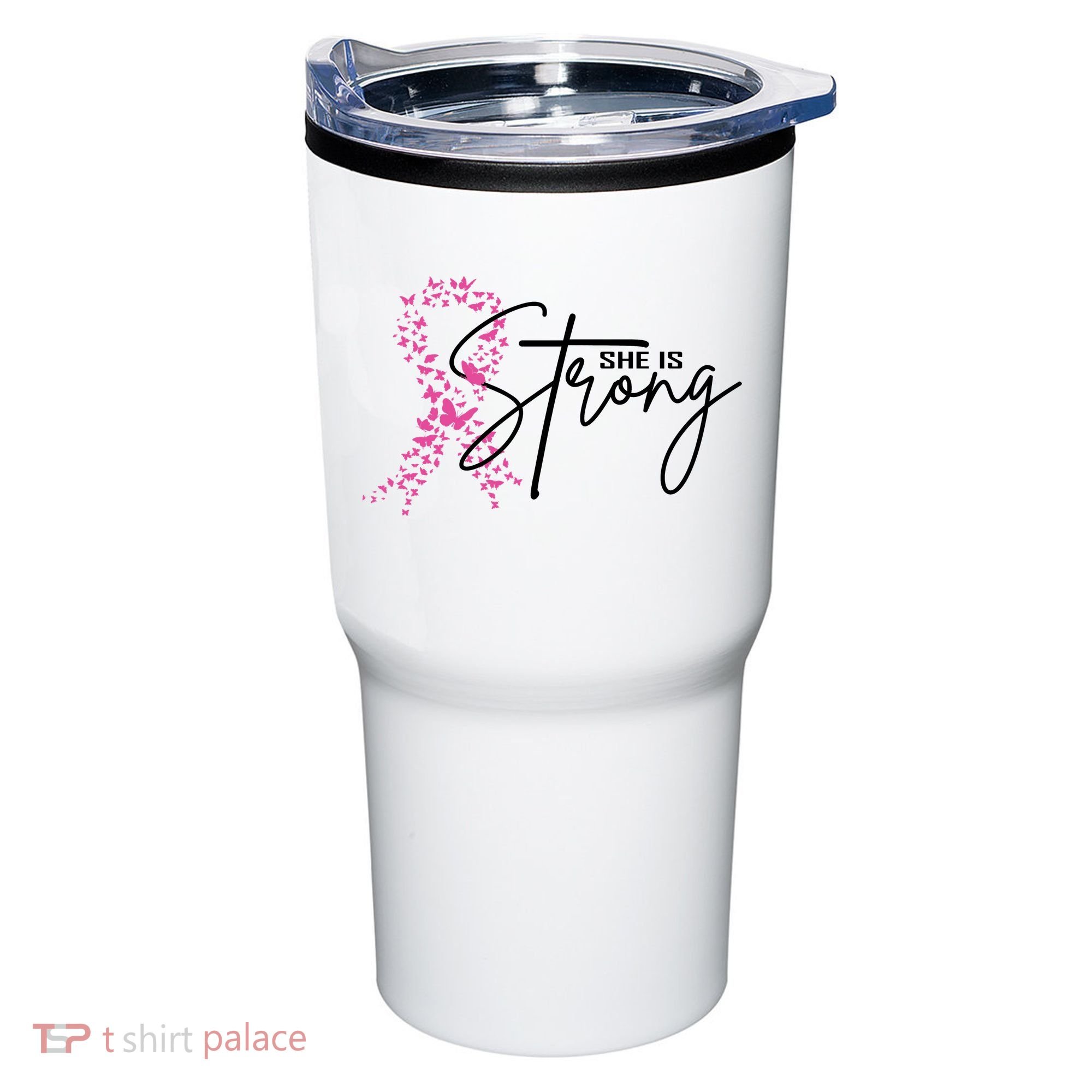 She Is Strong Breast Cancer Awareness Tumbler