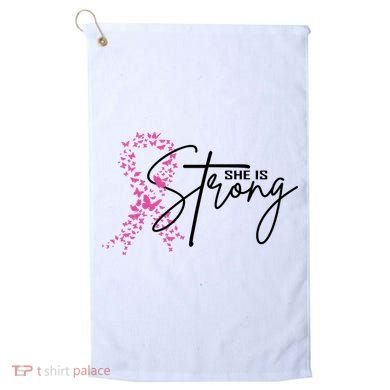 She Is Strong Breast Cancer Awareness Golf Towel
