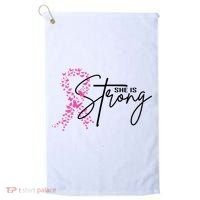 She Is Strong Breast Cancer Awareness Golf Towel thumb 0