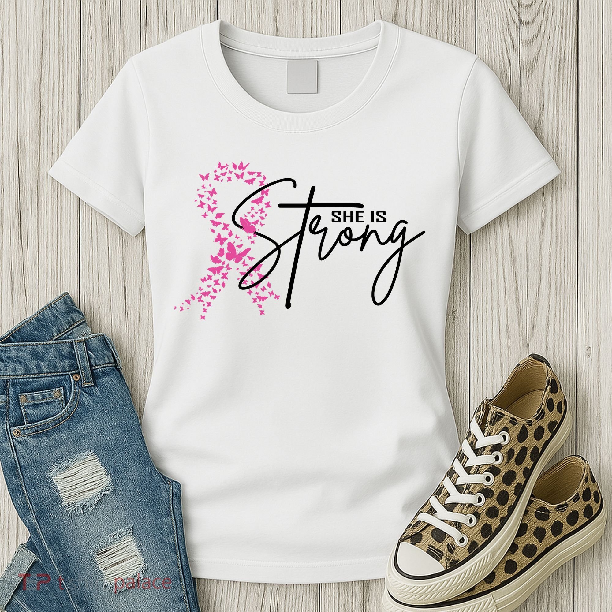 She Is Strong Breast Cancer Awareness Women's T-Shirt