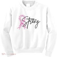 She Is Strong Breast Cancer Awareness Kids Sweatshirt thumb 0