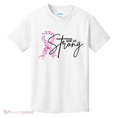 She Is Strong Breast Cancer Awareness Kids T-Shirt