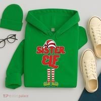 Sister Elf Christmas Hoodie thumb 4
